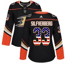 Dámský Dres Anaheim Ducks Jakob Silfverberg 33 USA Flag Fashion Černá Authentic