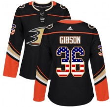Dámský Dres Anaheim Ducks John Gibson 36 USA Flag Fashion Černá Authentic