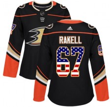 Dámský Dres Anaheim Ducks Rickard Rakell 67 USA Flag Fashion Černá Authentic