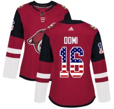 Dámský Dres Arizona Coyotes Max Domi 16 USA Flag Fashion Červená Authentic