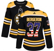 Dámský Dres Boston Bruins Patrice Bergeron 37 USA Flag Fashion Černá Authentic