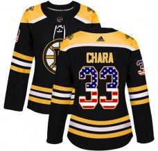 Dámský Dres Boston Bruins Zdeno Chara 33 USA Flag Fashion Černá Authentic