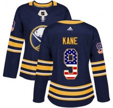 Dámský Dres Buffalo Sabres Evander Kane 9 USA Flag Fashion Námořnická Modrá Authentic