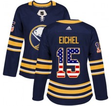 Dámský Dres Buffalo Sabres Jack Eichel 15 USA Flag Fashion Námořnická Modrá Authentic