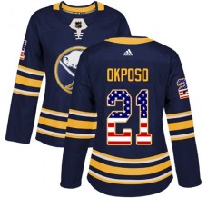 Dámský Dres Buffalo Sabres Kyle Okposo 21 USA Flag Fashion Námořnická Modrá Authentic