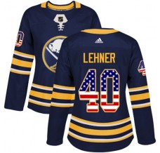 Dámský Dres Buffalo Sabres Robin Lehner 40 USA Flag Fashion Námořnická Modrá Authentic
