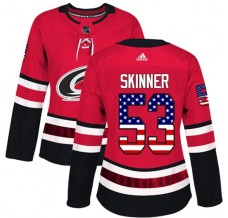 Dámský Dres Carolina Hurricanes Jeff Skinner 53 USA Flag Fashion Červená Authentic