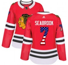 Dámský Dres Chicago Blackhawks Brent Seabrook 7 USA Flag Fashion Červená Authentic
