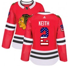 Dámský Dres Chicago Blackhawks Duncan Keith 2 USA Flag Fashion Červená Authentic