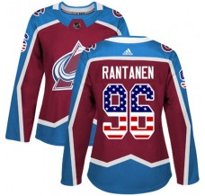 Dámský Dres Colorado Avalanche Mikko Rantanen 96 USA Flag Fashion Burgundská Červená Červená Authentic