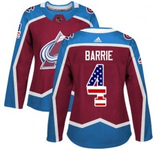 Dámský Dres Colorado Avalanche Tyson Barrie 4 USA Flag Fashion Burgundská Červená Červená Authentic