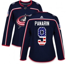 Dámský Dres Columbus Blue Jackets Artemi Panarin 9 USA Flag Fashion Námořnická Modrá Authentic