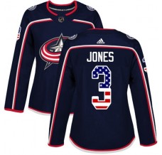 Dámský Dres Columbus Blue Jackets Seth Jones 3 USA Flag Fashion Námořnická Modrá Authentic