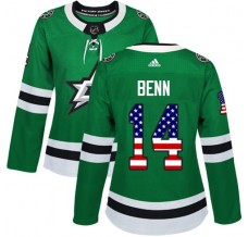 Dámský Dres Dallas Stars Jamie Benn 14 USA Flag Fashion Svěže Zelená Authentic