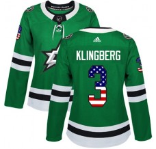 Dámský Dres Dallas Stars John Klingberg 3 USA Flag Fashion Svěže Zelená Authentic