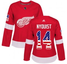 Dámský Dres Detroit Red Wings Gustav Nyquist 14 USA Flag Fashion Červená Authentic