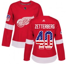 Dámský Dres Detroit Red Wings Henrik Zetterberg 40 USA Flag Fashion Červená Authentic