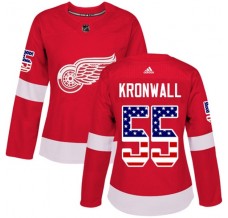 Dámský Dres Detroit Red Wings Niklas Kronwall 55 USA Flag Fashion Červená Authentic