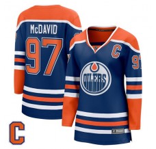 Dámský Dres Edmonton Oilers Connor McDavid 97 Captain Patch Královská Modrá Premier Breakaway Domácí