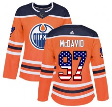 Dámský Dres Edmonton Oilers Connor McDavid 97 USA Flag Fashion Oranžová Authentic