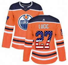 Dámský Dres Edmonton Oilers Milan Lucic 27 USA Flag Fashion Oranžová Authentic