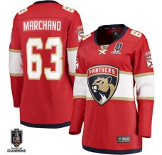 Dámský Dres Florida Panthers Brad Marchand 63 2025 Stanley Cup Champions Patch Červená Breakaway Domácí