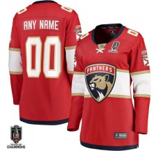 Dámský Dres Florida Panthers Custom 2025 Stanley Cup Champions Patch Červená Breakaway Domácí