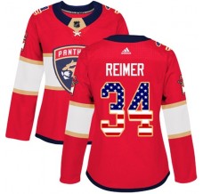 Dámský Dres Florida Panthers James Reimer 34 USA Flag Fashion Červená Authentic