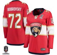 Dámský Dres Florida Panthers Sergei Bobrovsky 72 2024 Stanley Cup Champions Patch Červená Breakaway Domácí