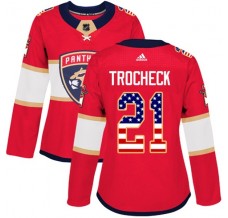 Dámský Dres Florida Panthers Vincent Trocheck 21 USA Flag Fashion Červená Authentic