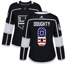 Dámský Dres Los Angeles Kings Drew Doughty 8 USA Flag Fashion Černá Authentic