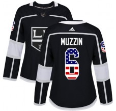 Dámský Dres Los Angeles Kings Jake Muzzin 6 USA Flag Fashion Černá Authentic