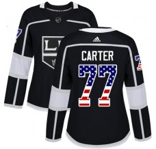Dámský Dres Los Angeles Kings Jeff Carter 77 USA Flag Fashion Černá Authentic