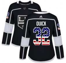Dámský Dres Los Angeles Kings Jonathan Quick 32 USA Flag Fashion Černá Authentic