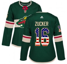 Dámský Dres Minnesota Wild Jason Zucker 16 USA Flag Fashion Zelená Authentic