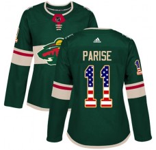 Dámský Dres Minnesota Wild Zach Parise 11 USA Flag Fashion Zelená Authentic