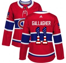 Dámský Dres Montreal Canadiens Brendan Gallagher 11 USA Flag Fashion Červená Authentic