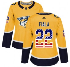 Dámský Dres Nashville Predators Kevin Fiala 22 USA Flag Fashion Zlatá Authentic