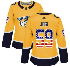 Dámský Dres Nashville Predators Roman Josi 59 USA Flag Fashion Zlatá Authentic