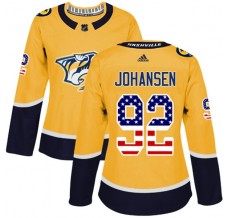 Dámský Dres Nashville Predators Ryan Johansen 92 USA Flag Fashion Zlatá Authentic