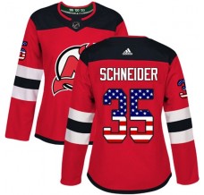 Dámský Dres New Jersey Devils Cory Schneider 35 USA Flag Fashion Červená Authentic