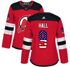Dámský Dres New Jersey Devils Taylor Hall 9 USA Flag Fashion Červená Authentic