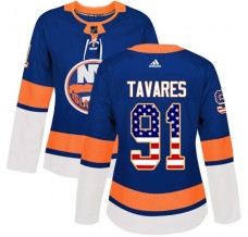 Dámský Dres New York Islanders John Tavares 91 USA Flag Fashion Modrá Authentic
