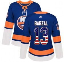 Dámský Dres New York Islanders Mathew Barzal 13 USA Flag Fashion Modrá Authentic