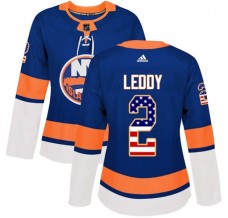 Dámský Dres New York Islanders Nick Leddy 2 USA Flag Fashion Modrá Authentic