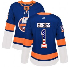 Dámský Dres New York Islanders Thomas Greiss 1 USA Flag Fashion Modrá Authentic