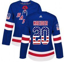 Dámský Dres New York Rangers Chris Kreider 20 USA Flag Fashion Modrá Authentic