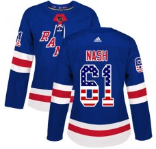 Dámský Dres New York Rangers Rick Nash 61 USA Flag Fashion Modrá Authentic