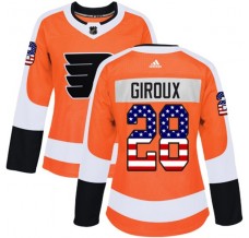 Dámský Dres Philadelphia Flyers Claude Giroux 28 USA Flag Fashion Oranžová Authentic