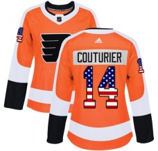 Dámský Dres Philadelphia Flyers Sean Couturier 14 USA Flag Fashion Oranžová Authentic